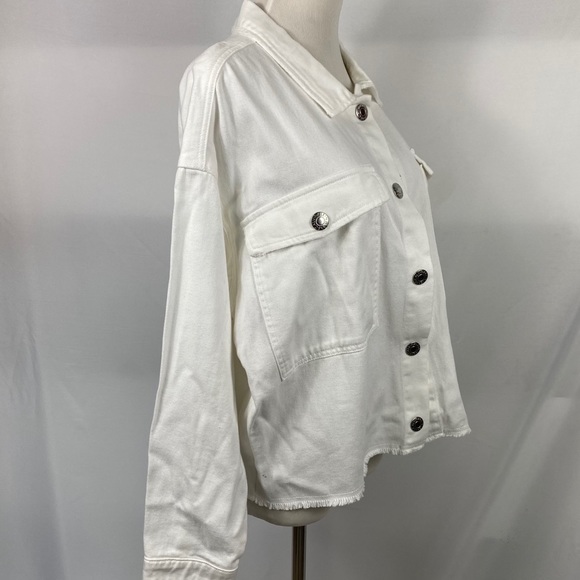 CALVIN KLEIN White Drop Shoulder Denim Jean Jacket - Picture 4 of 8